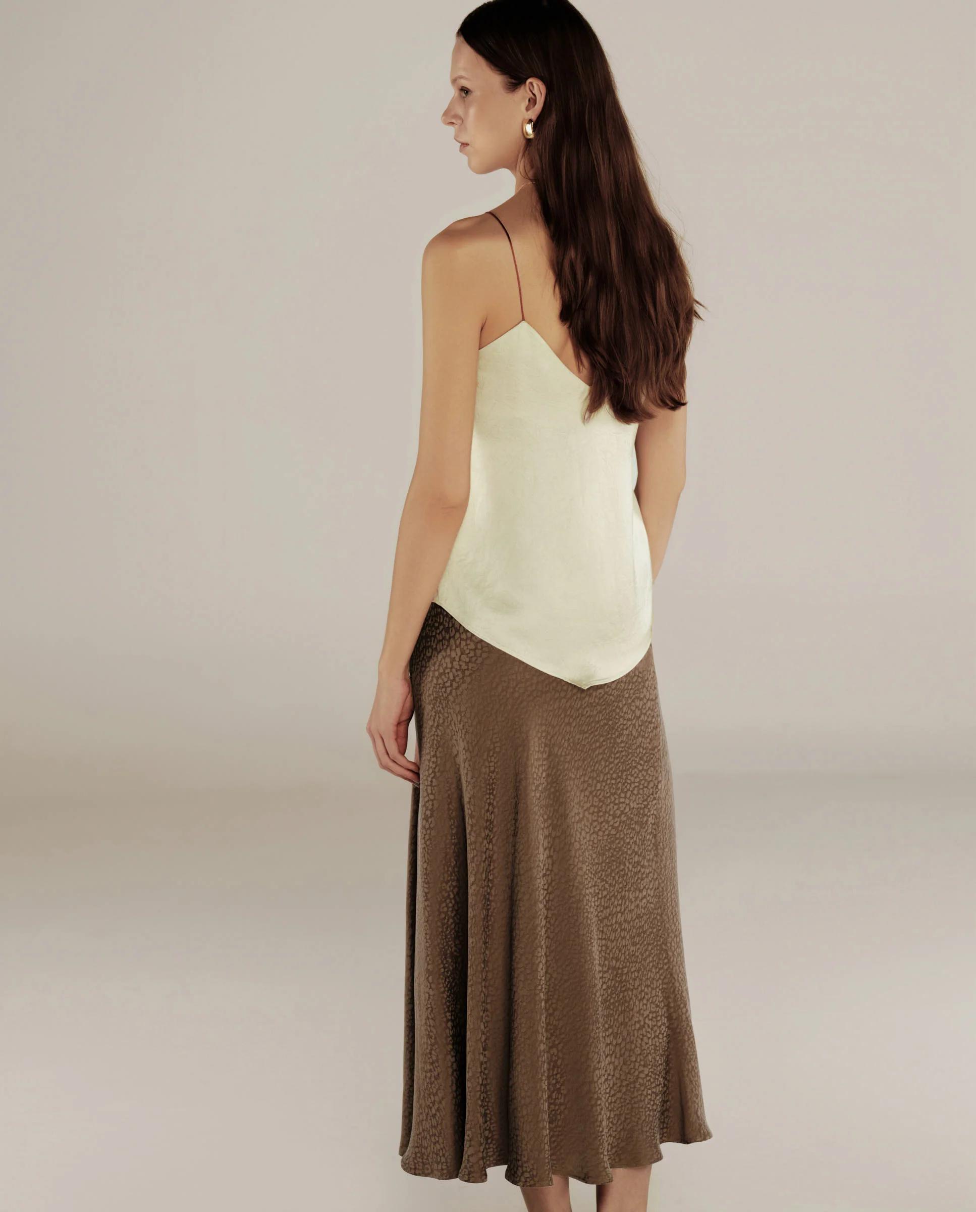 AADHILA | Brown Jacquard Leopard Print Long Skirt - Image 4