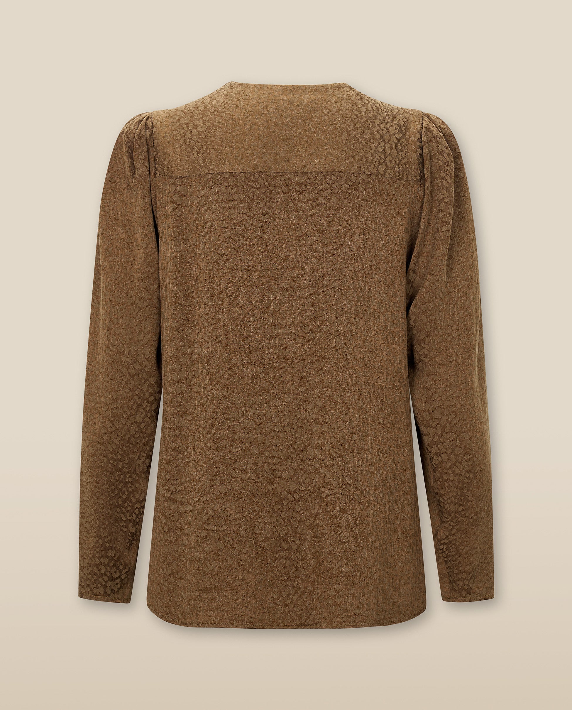 AADHILA | Brown Jacquard Leopard Print Wrap Blouse - Image 5