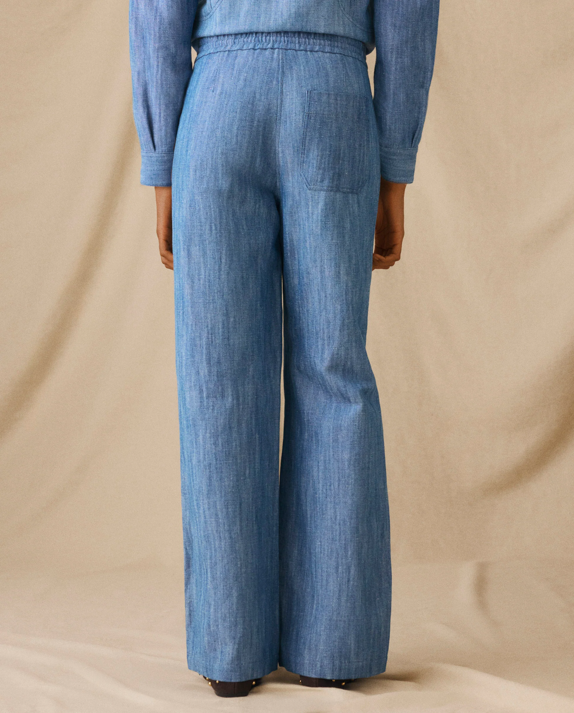 ANIKA | Light Blue Cotton-Linen Trouser - Image 3