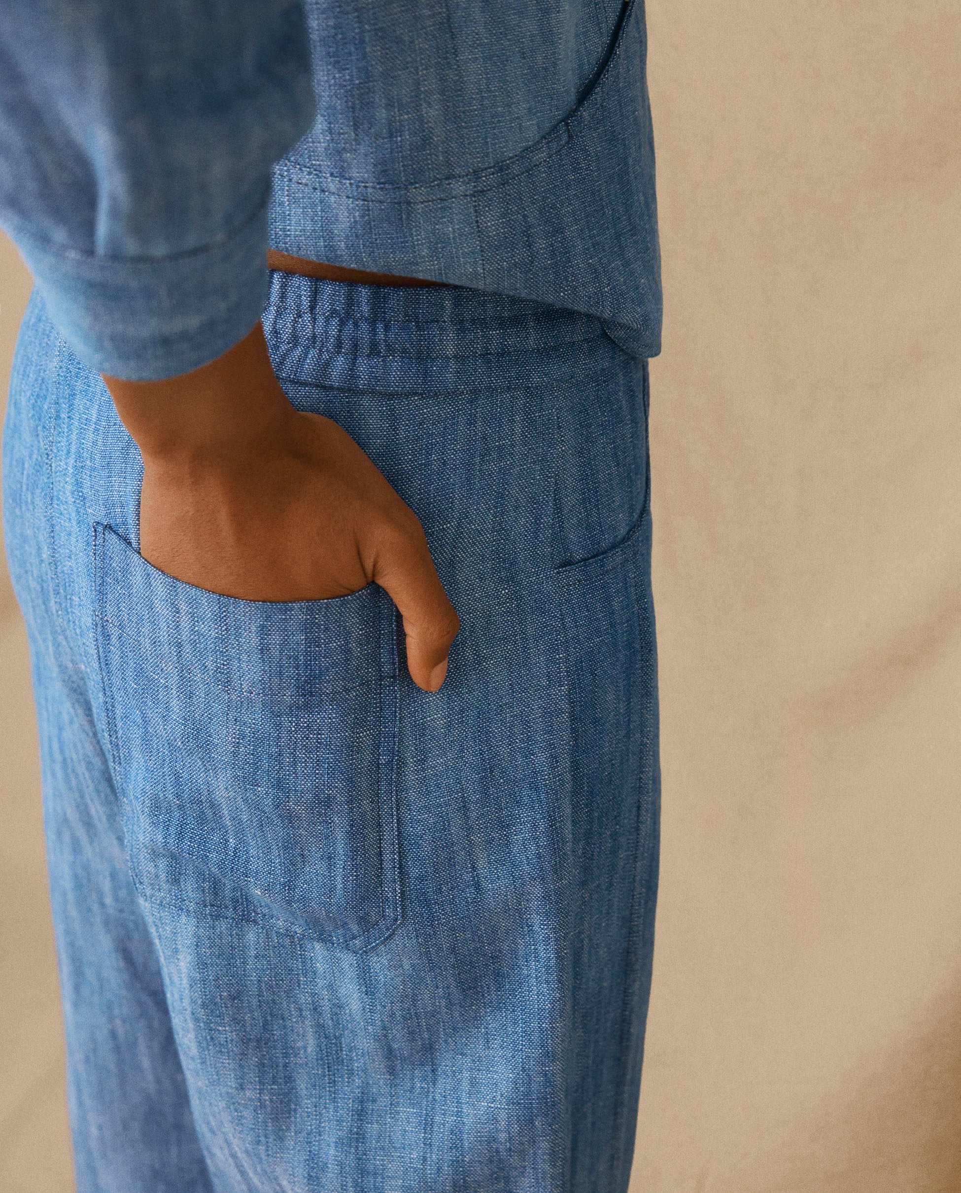 ANIKA | Light Blue Cotton-Linen Trouser - Image 4