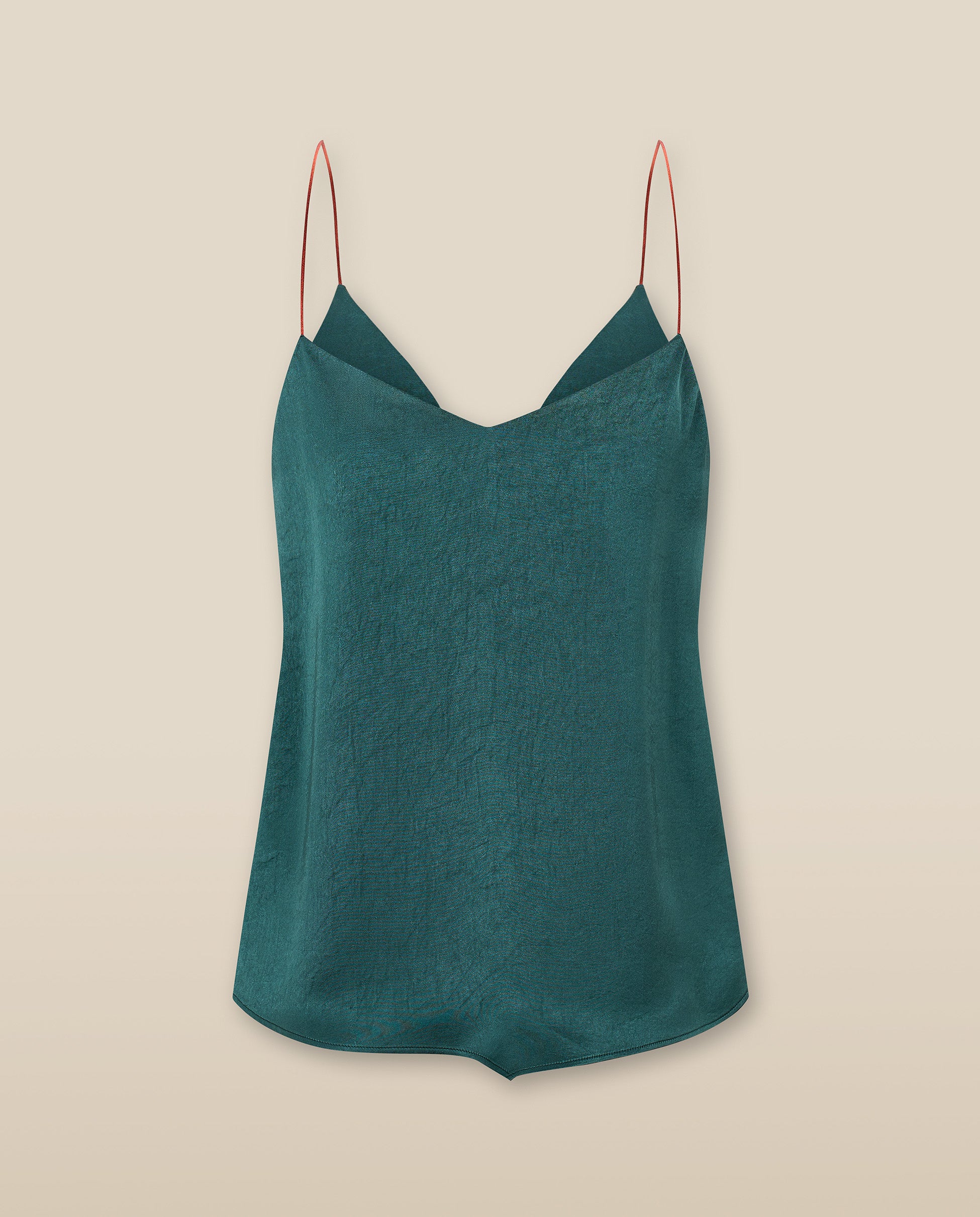 BELEN | Peacock Green Satin Strap Camisole Top - Image 5