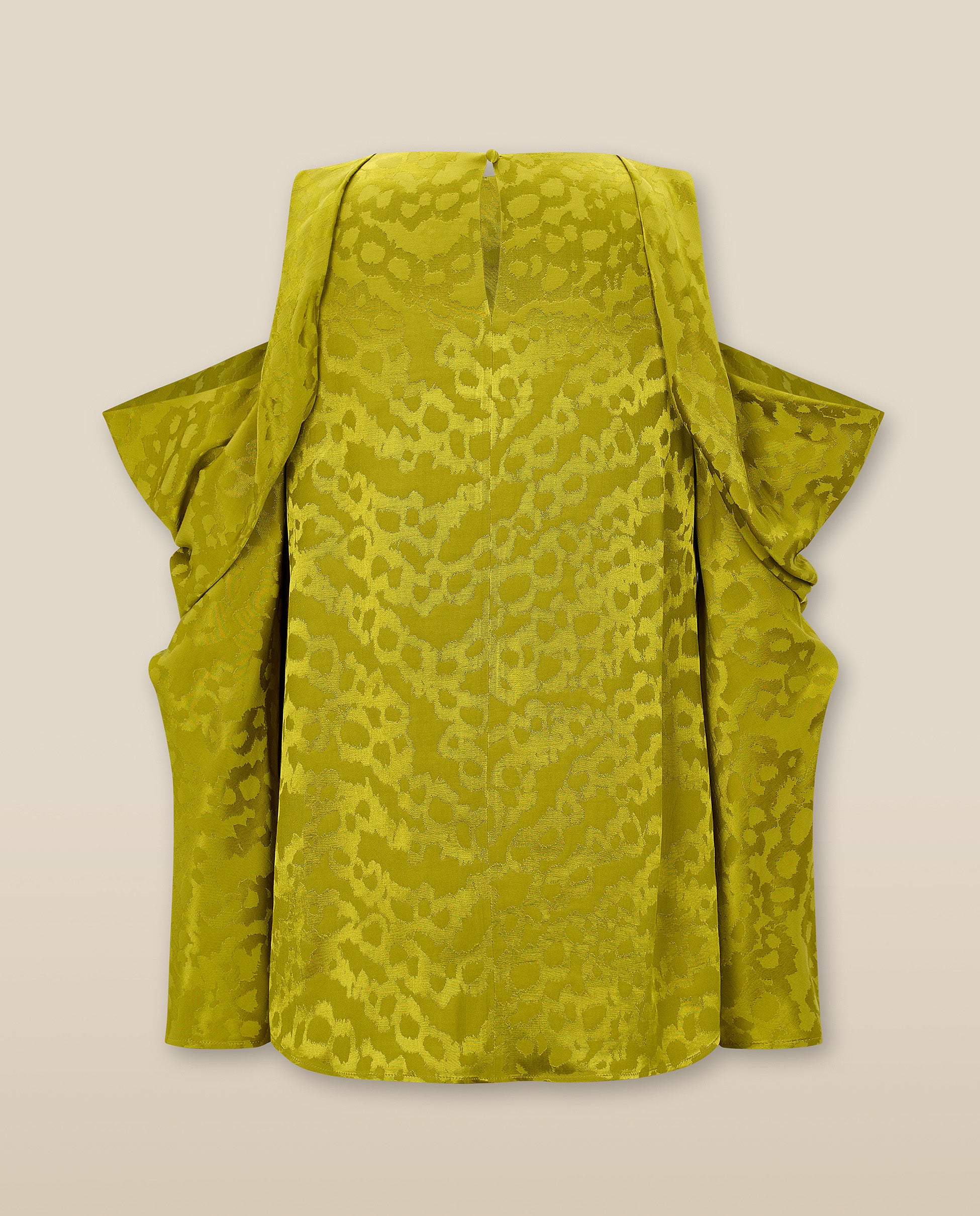 BHAKTI | Chartreuse Yellow Jacquard Leopard Print Blouse - Image 5