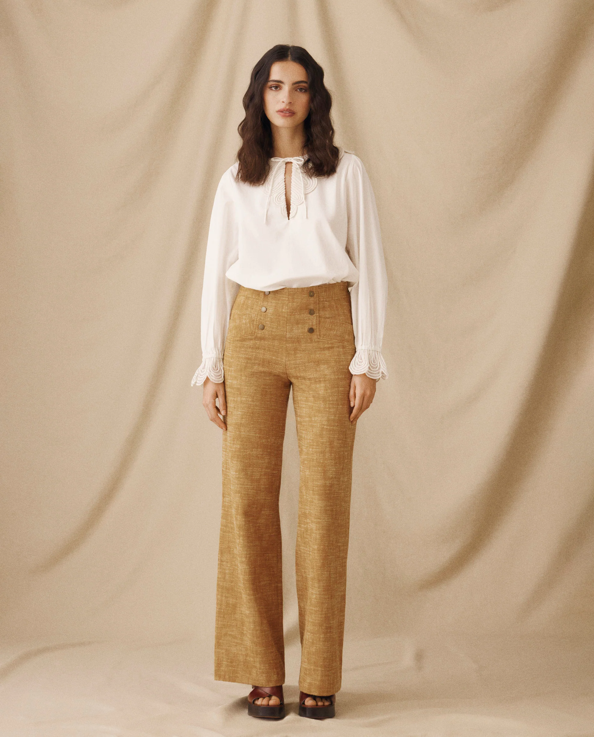 BRUNELLA | White Embroidered Cotton Blouse - Image 6