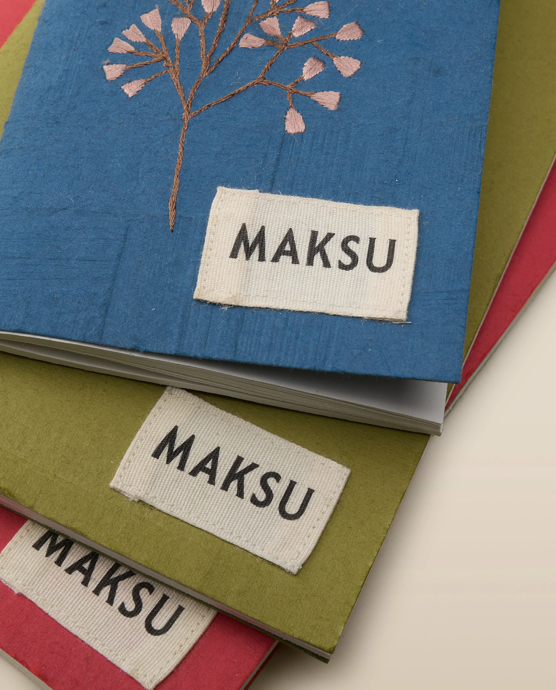 Colourblock Embroidered Notebook Set – Set of 3 - Image 3