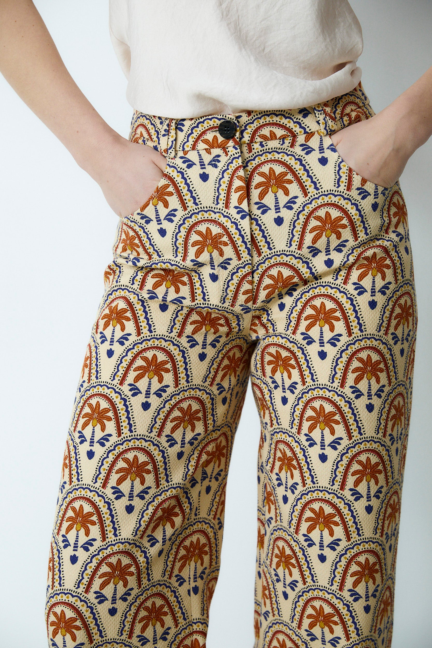 CONNIE | Printed Cotton Wide Leg Trousers - Image 4