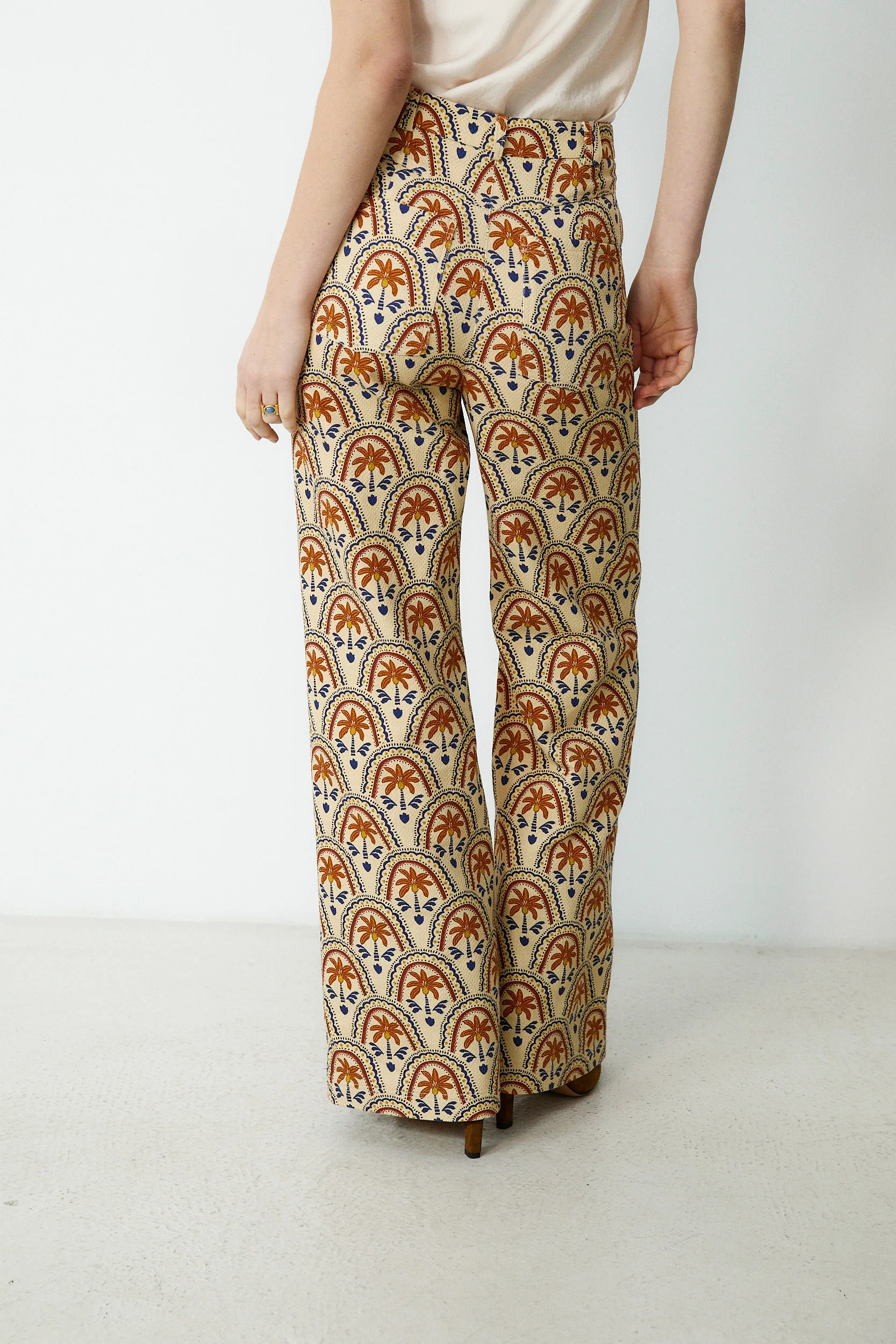 CONNIE | Printed Cotton Wide Leg Trousers - Image 5