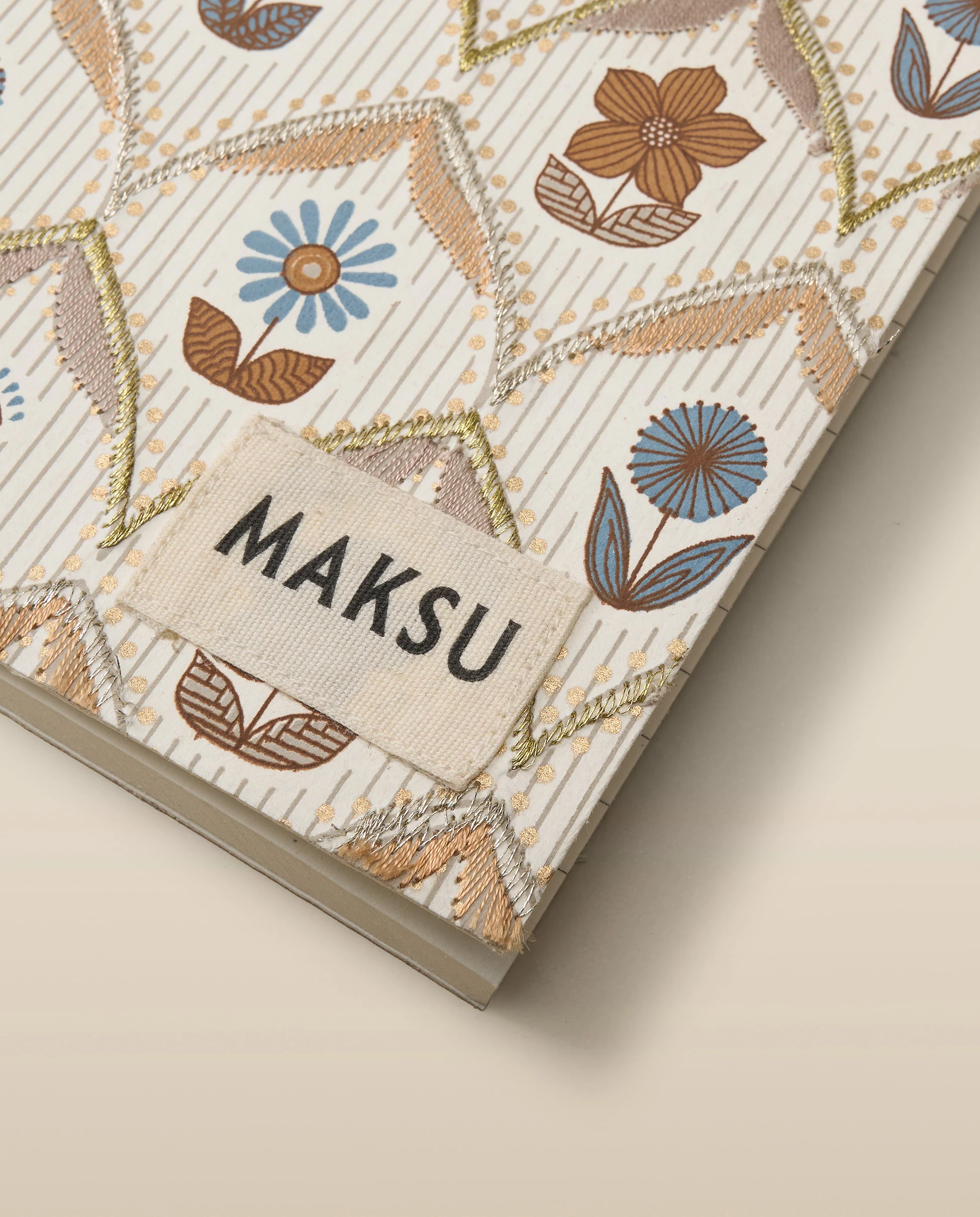 Light Cream Floral Embroidered Softbound Notebook - Image 4