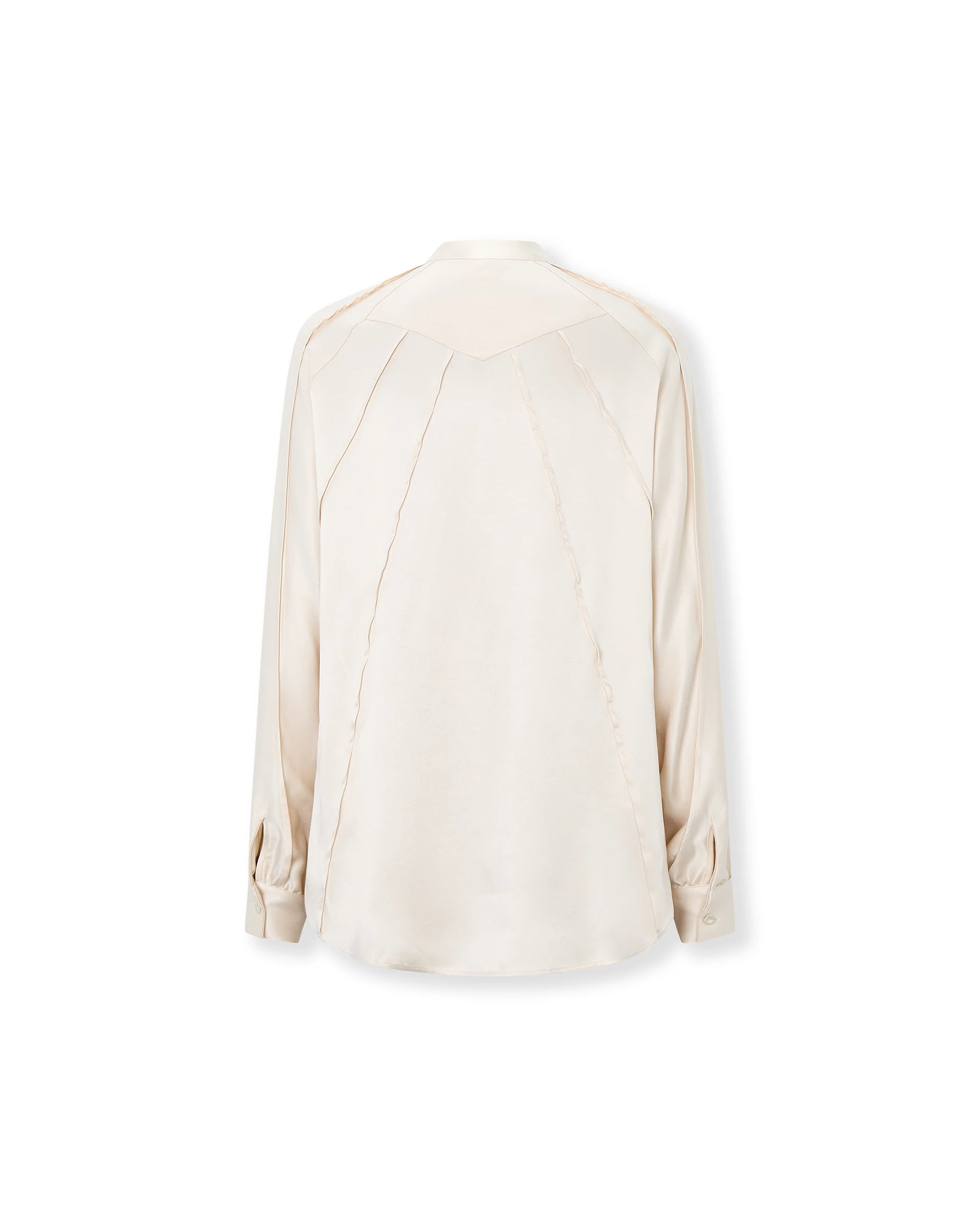 ERICA | Ecru Satin Blouse with Stitch Detailing - Image 4
