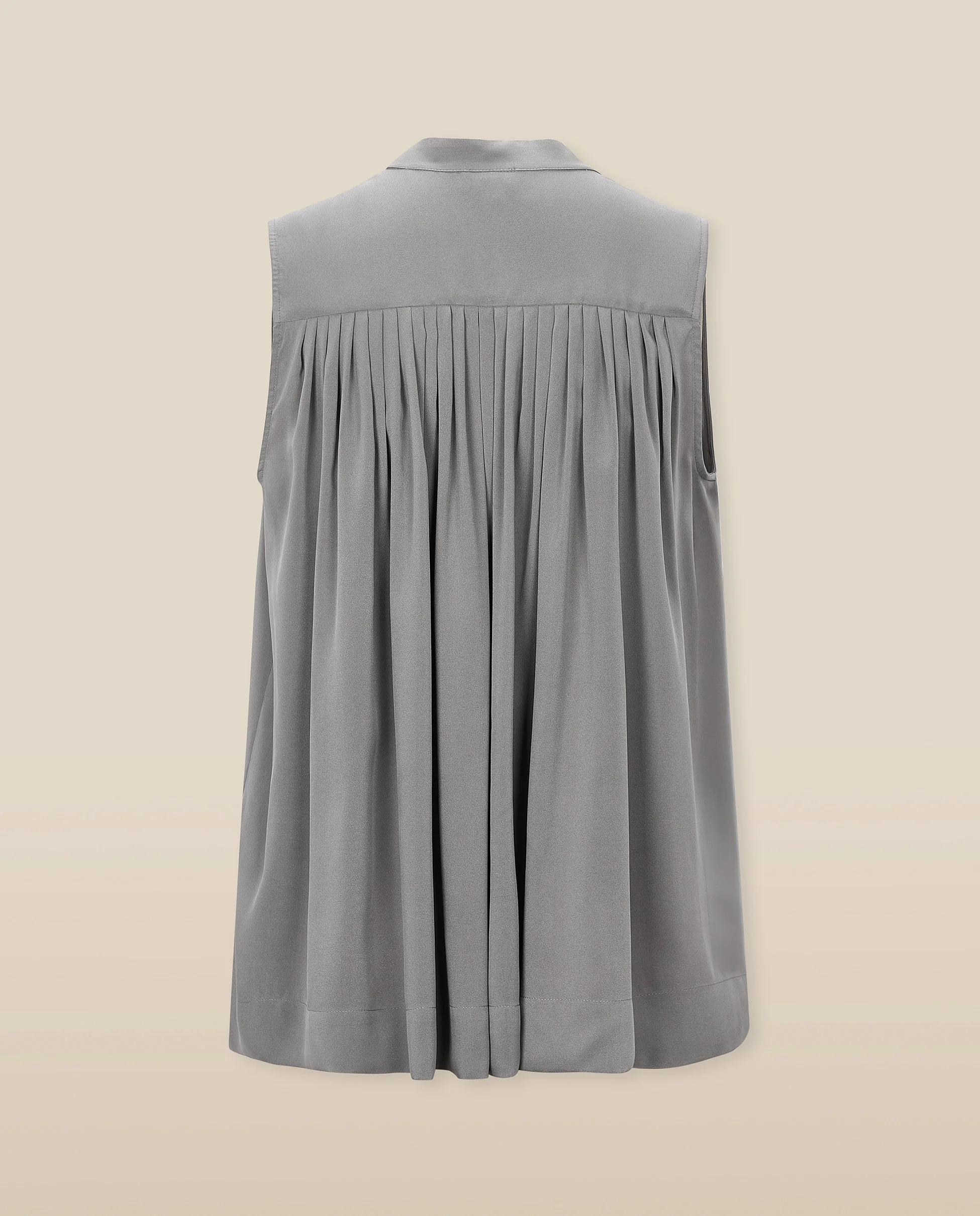 FINLEY | Grey Pleat Silk Blouse - Image 6