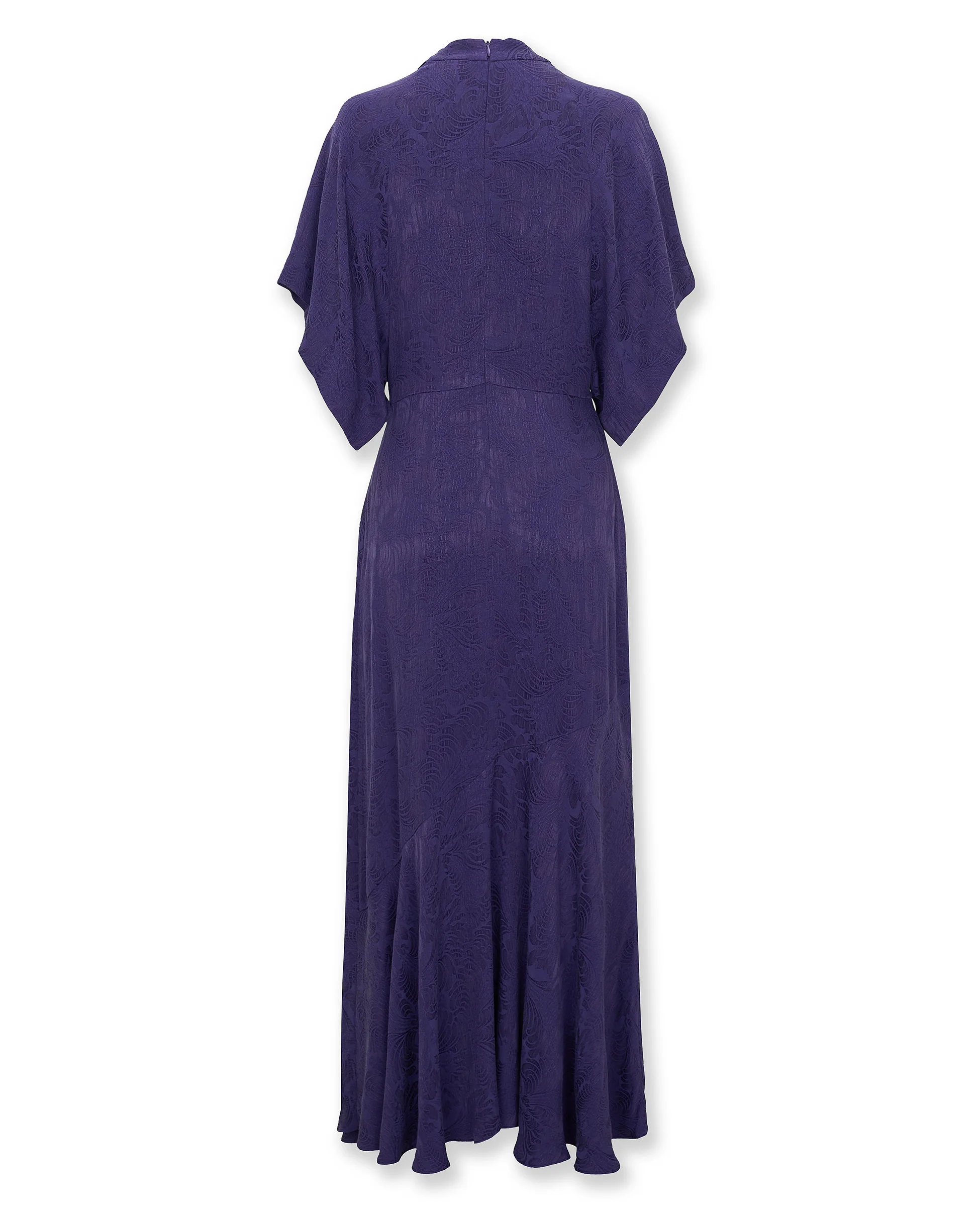FLAVIANA | Dark Purple Tonal Jacquard Dress - Image 6