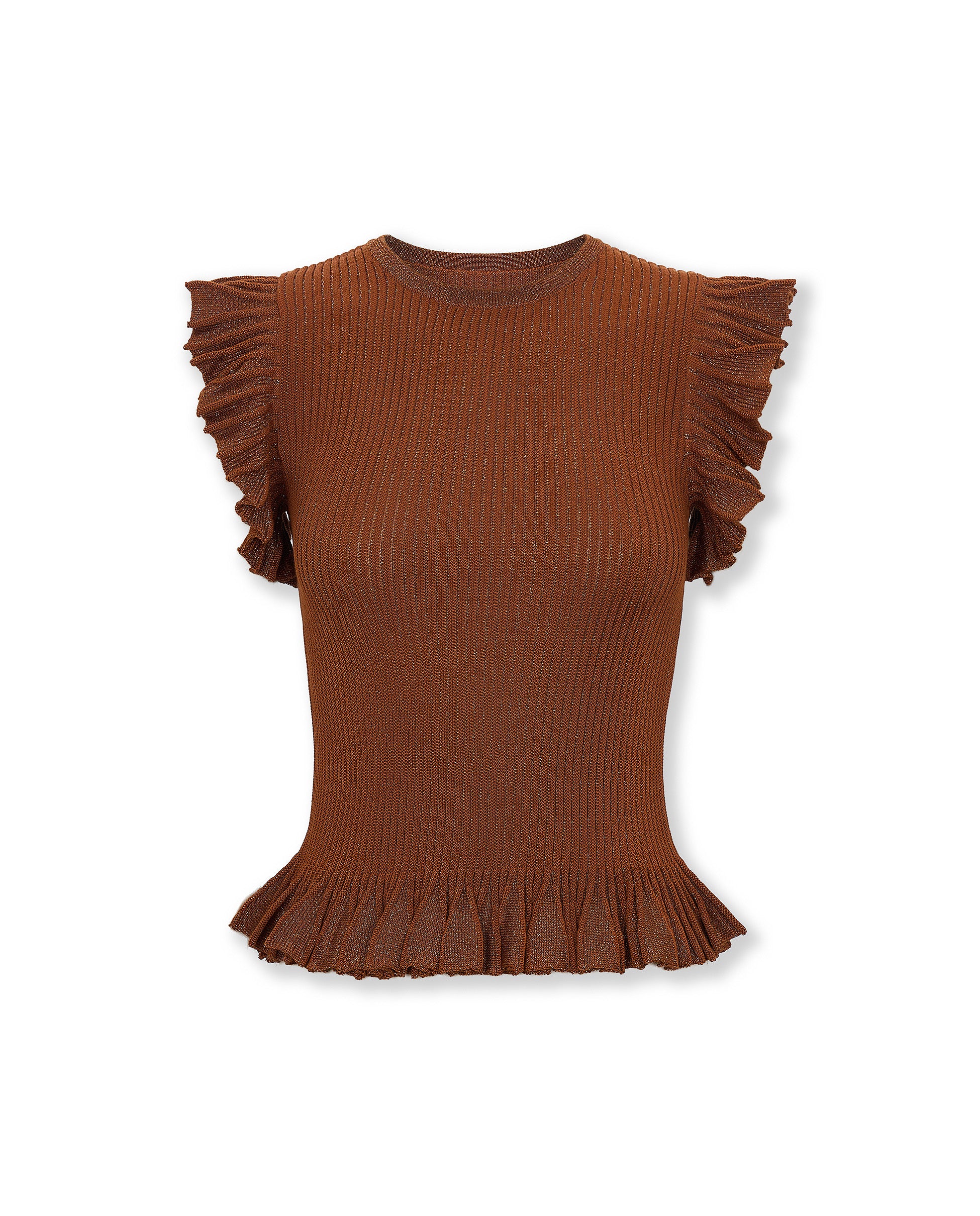 JOY | Brown Ribbed Knit Top - Image 7