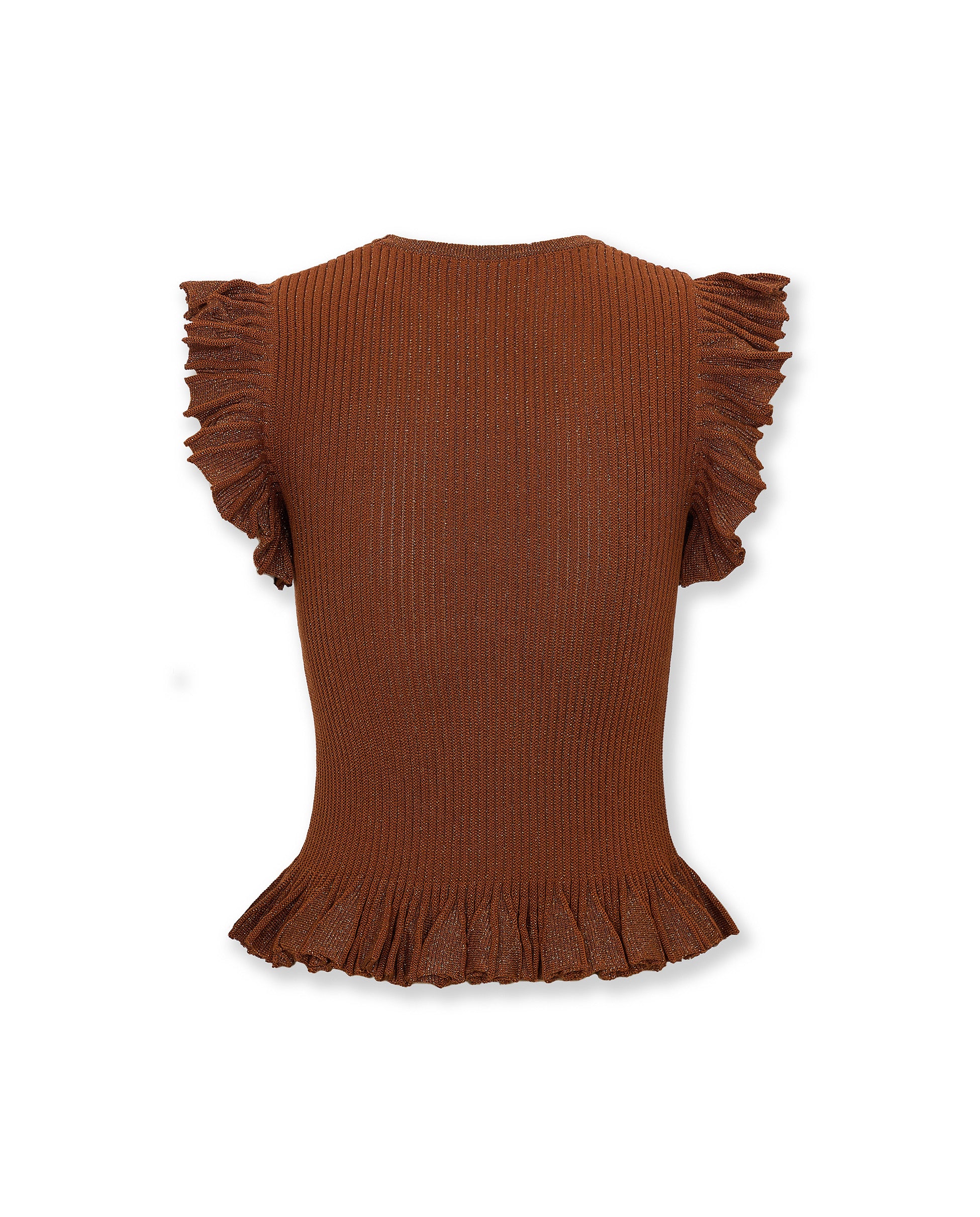 JOY | Brown Ribbed Knit Top - Image 8