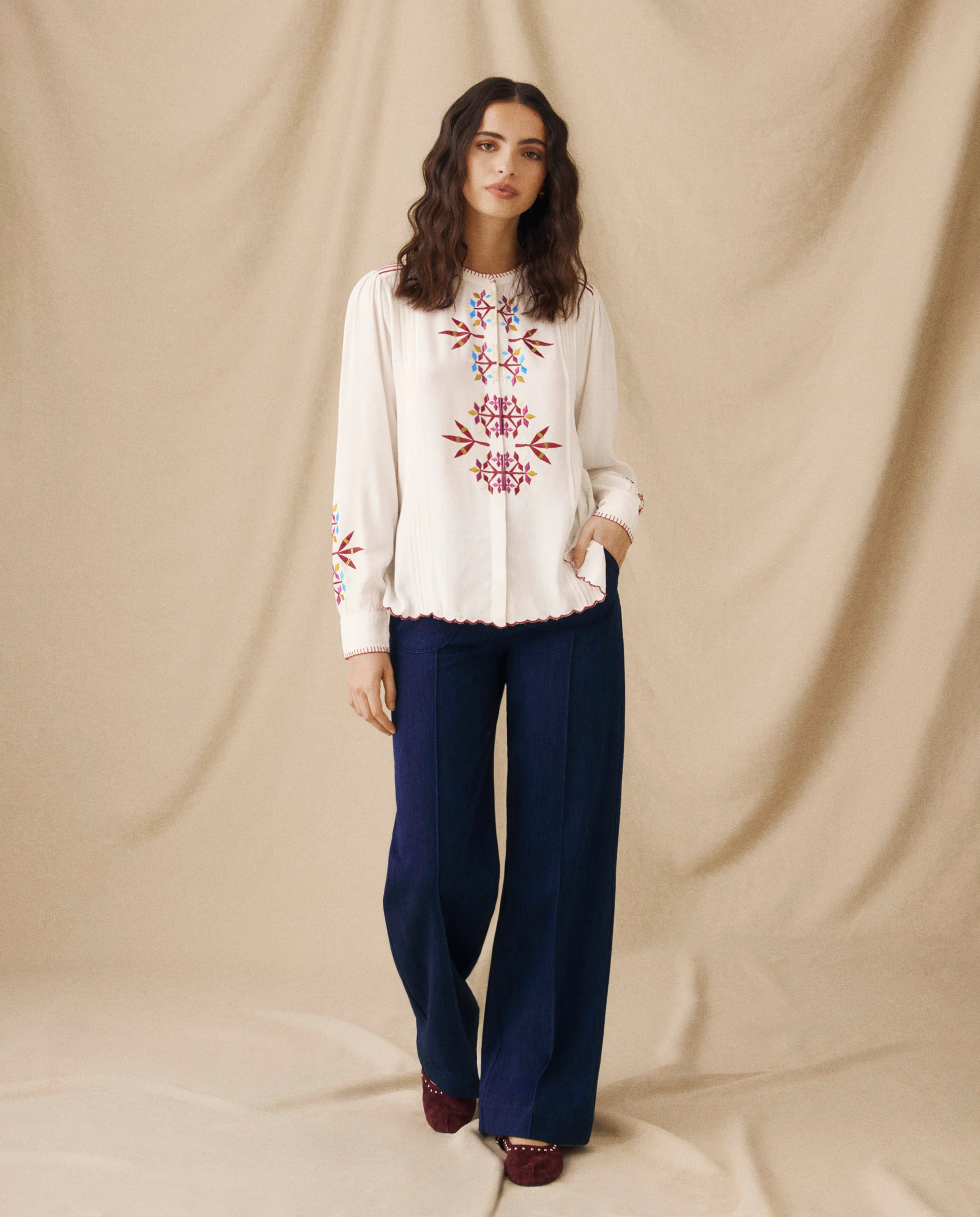 LINA | Ecru Embroidered Blouse - Image 3