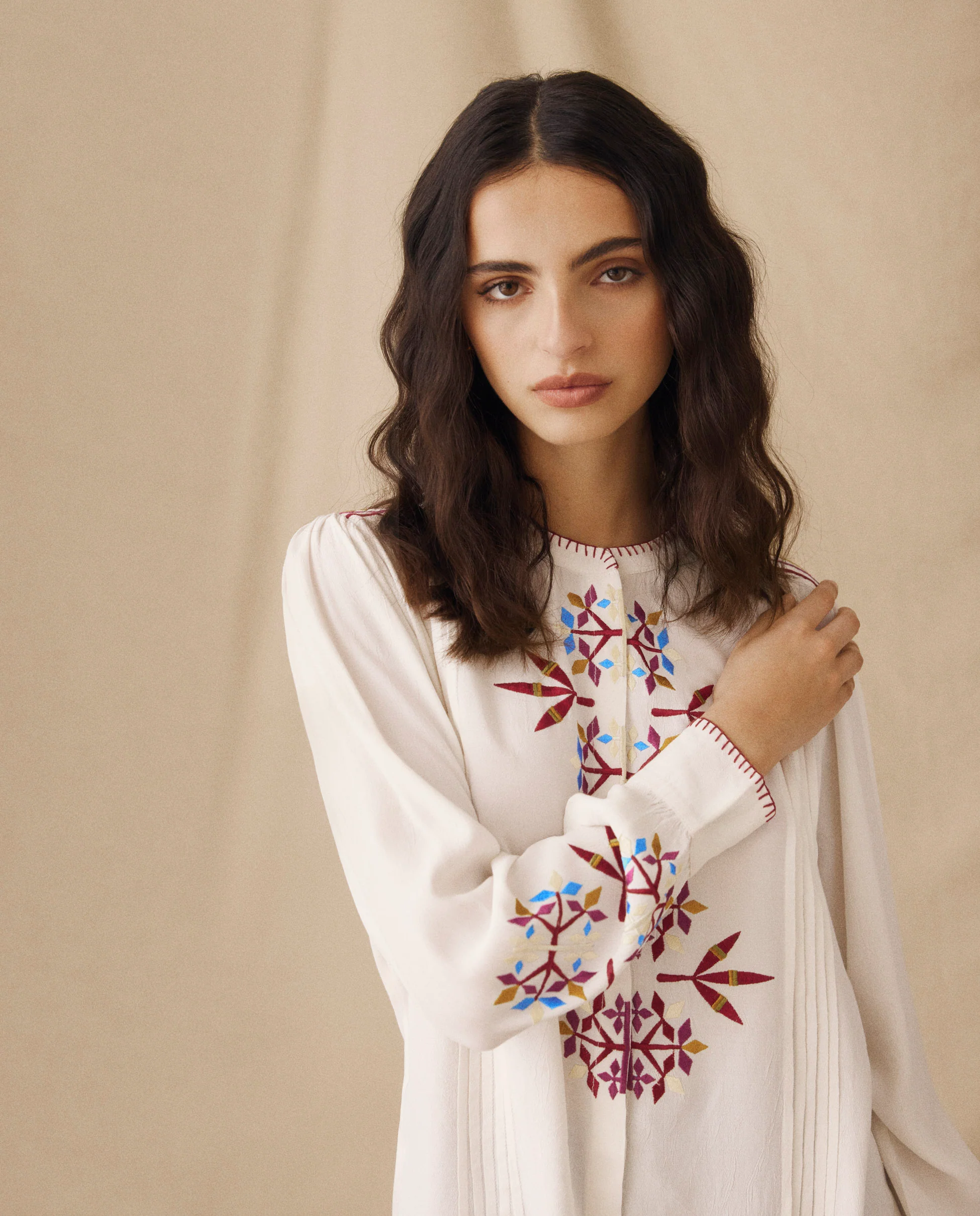 LINA | Ecru Embroidered Blouse - Image 4