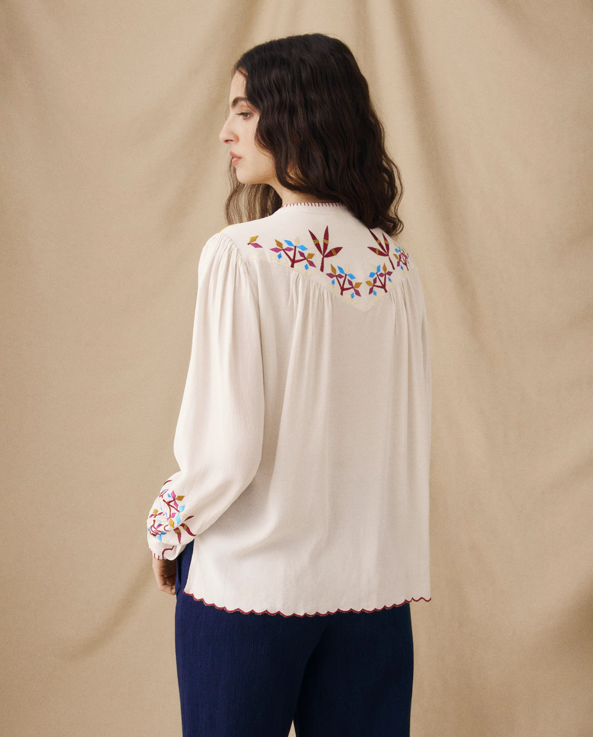 LINA | Ecru Embroidered Blouse - Image 5