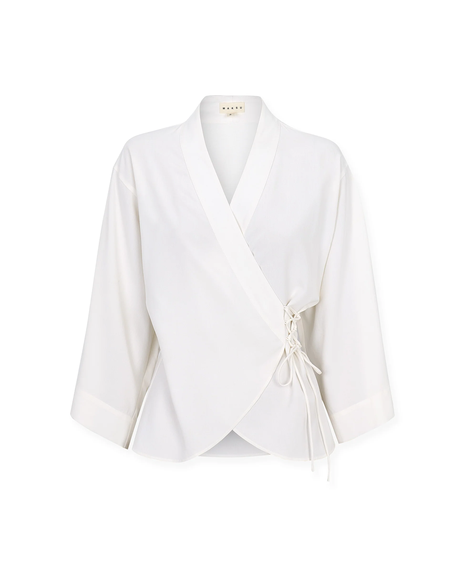 LOURDES | Off White Silk Wrap Blazer - Image 6