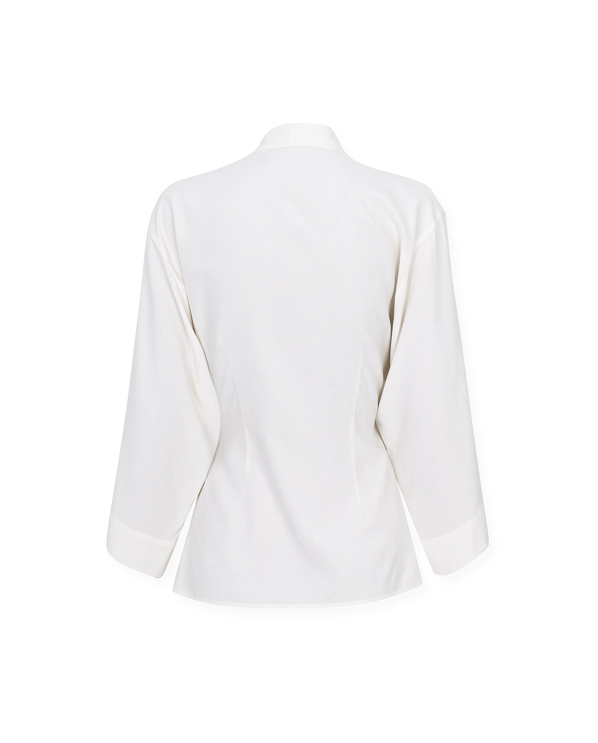 LOURDES | Off White Silk Wrap Blazer - Image 7