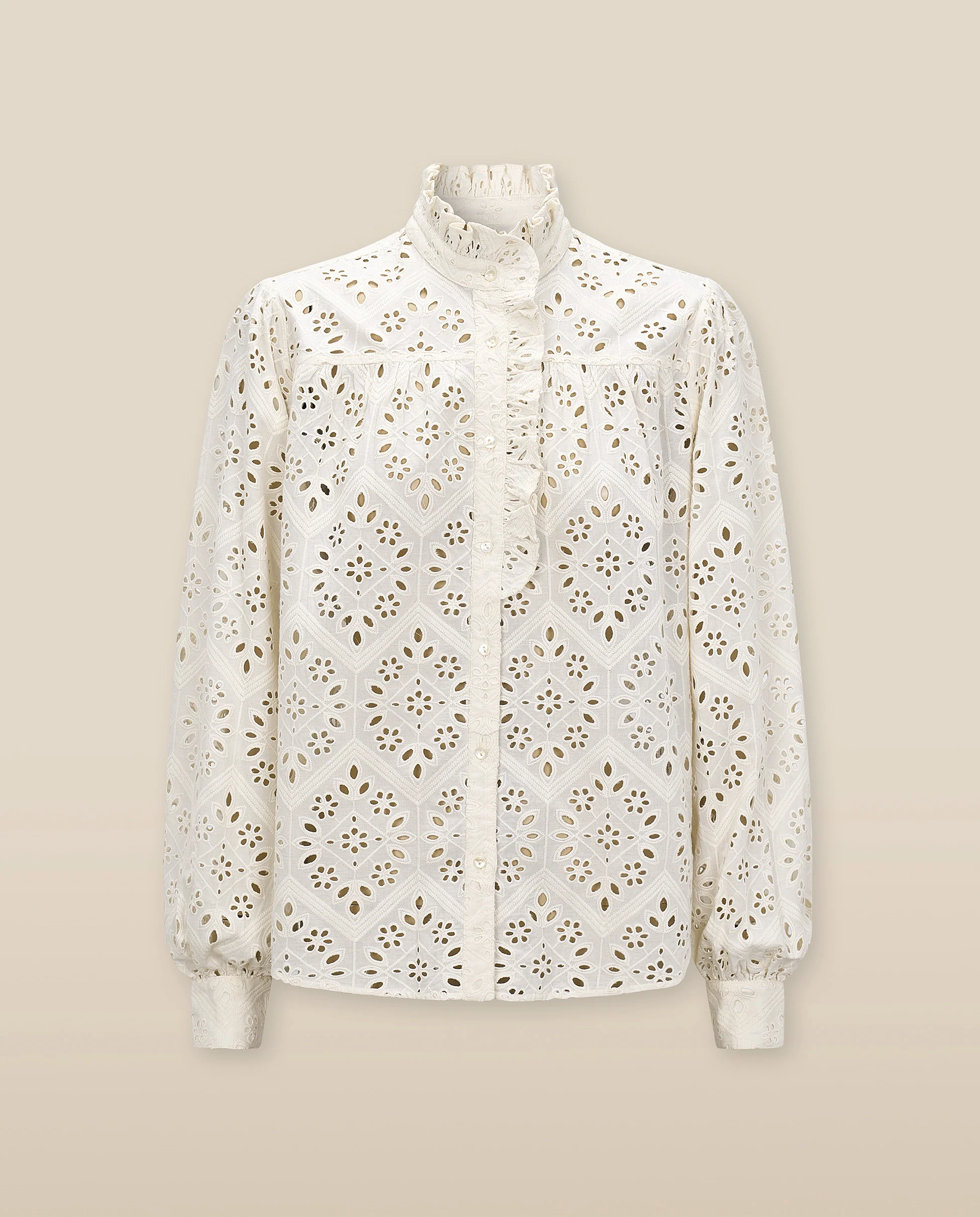 LULU | Ecru Embroidery Cotton Blouse - Image 3