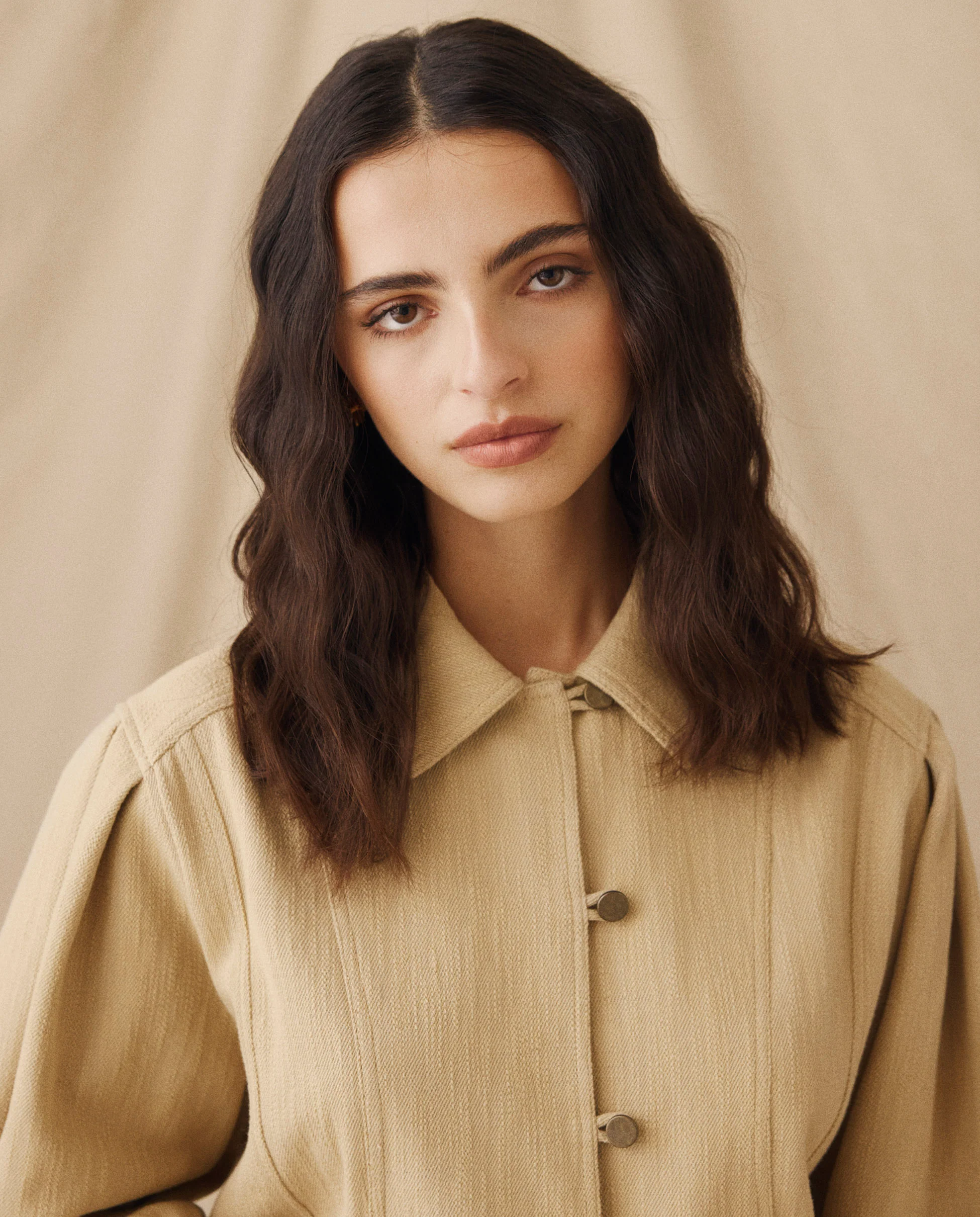 MOANA | Textured Light Camel Cotton Jacket - Image 3