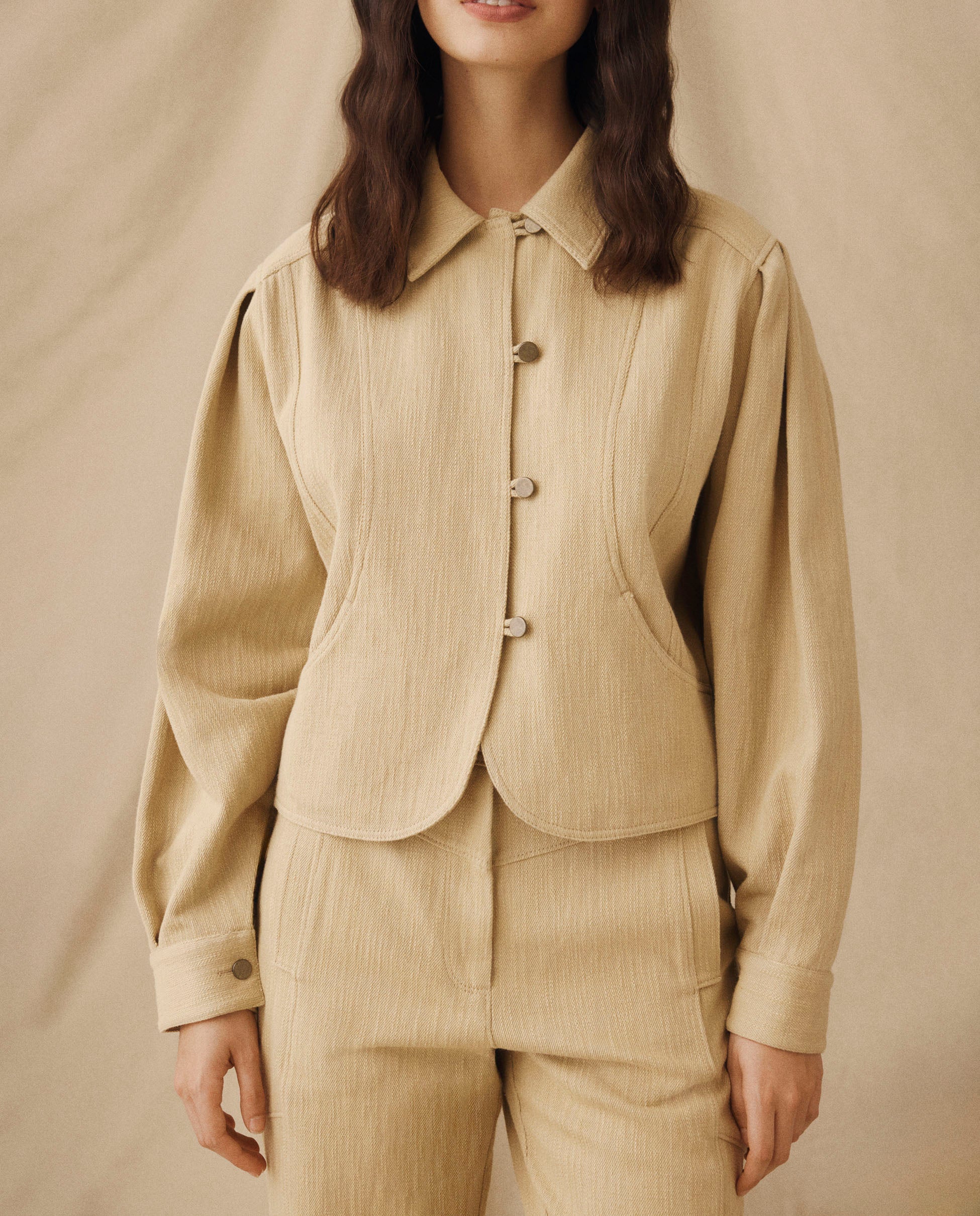 MOANA | Textured Light Camel Cotton Jacket - Image 4