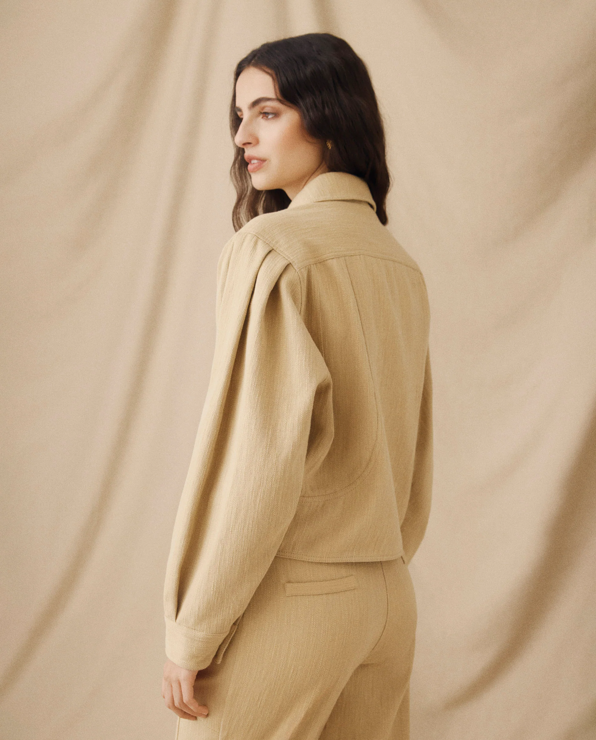 MOANA | Textured Light Camel Cotton Jacket - Image 6