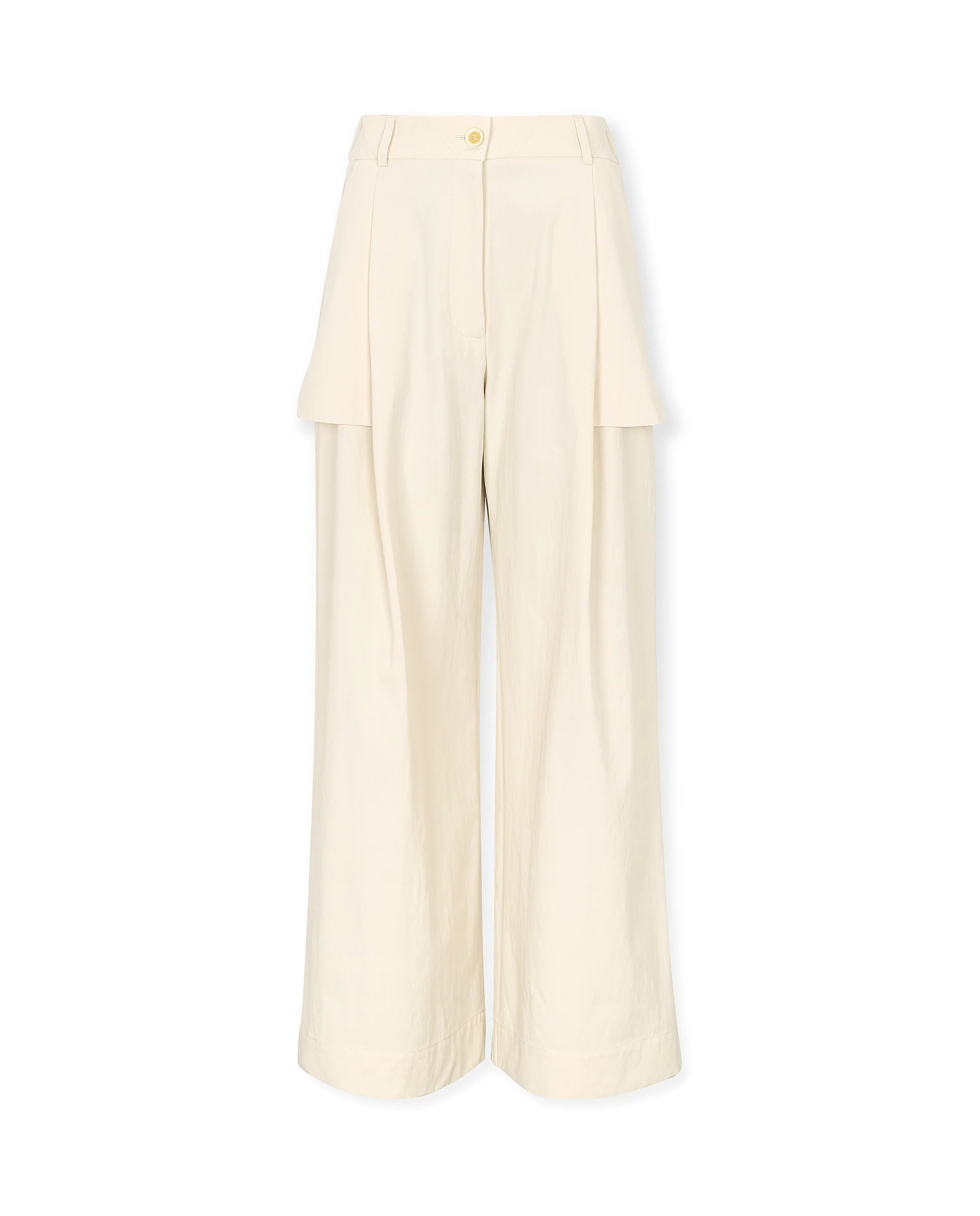 ODETTE | Beige Cotton Wide Leg Trousers - Image 6