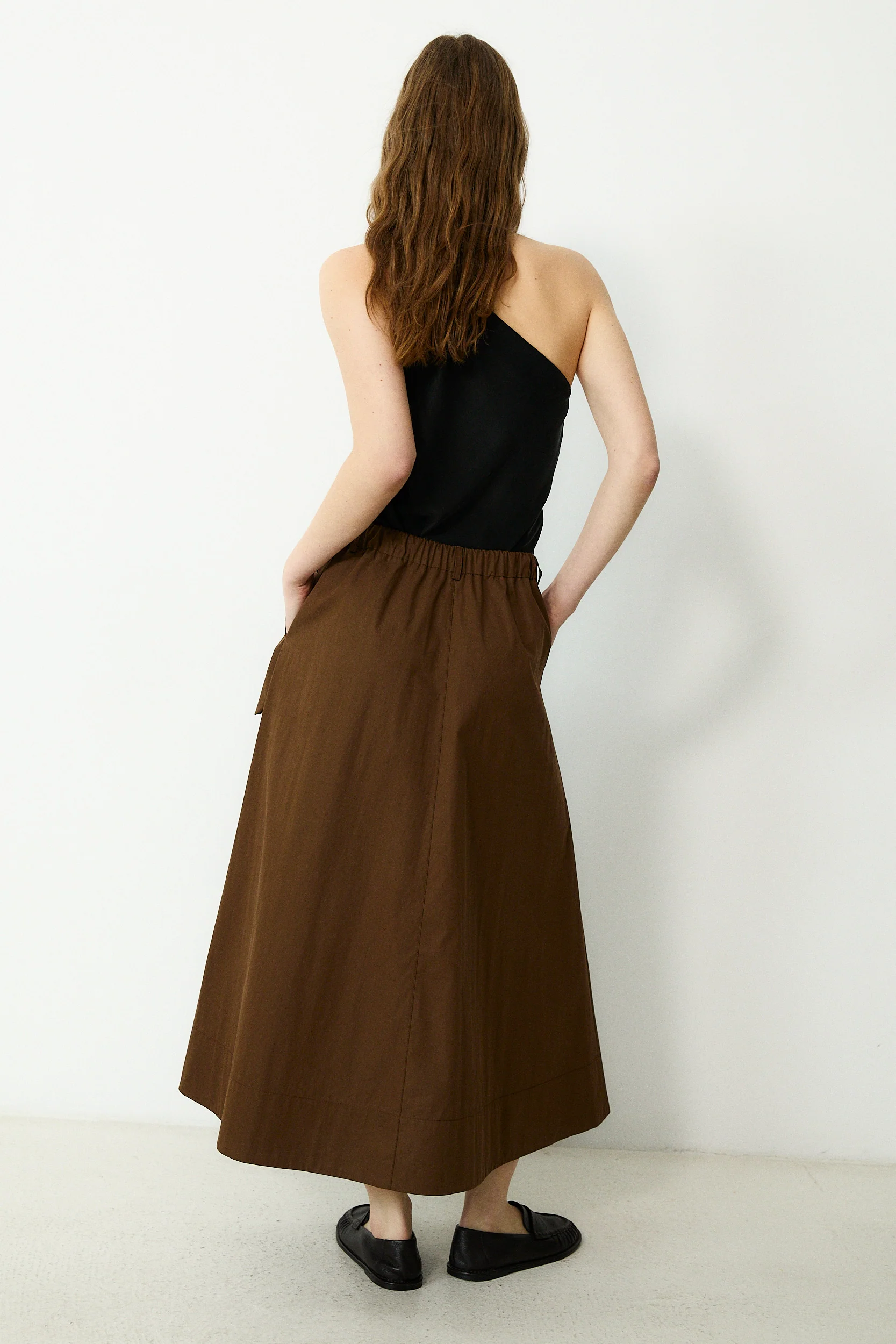 ODETTE | Brown Cotton Midi Skirt - Image 4