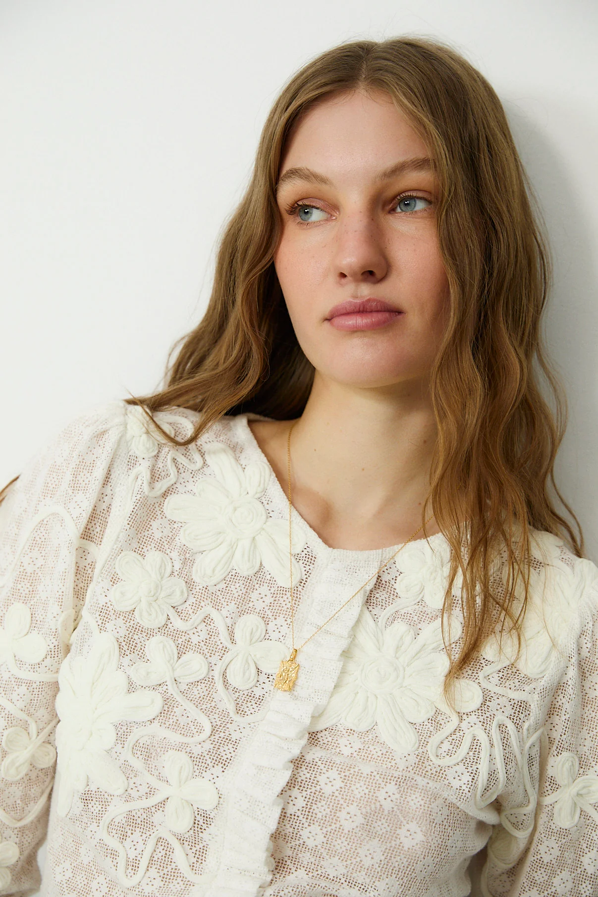 ROMITA | Ecru Floral Lace Embroidered Blouse - Image 6