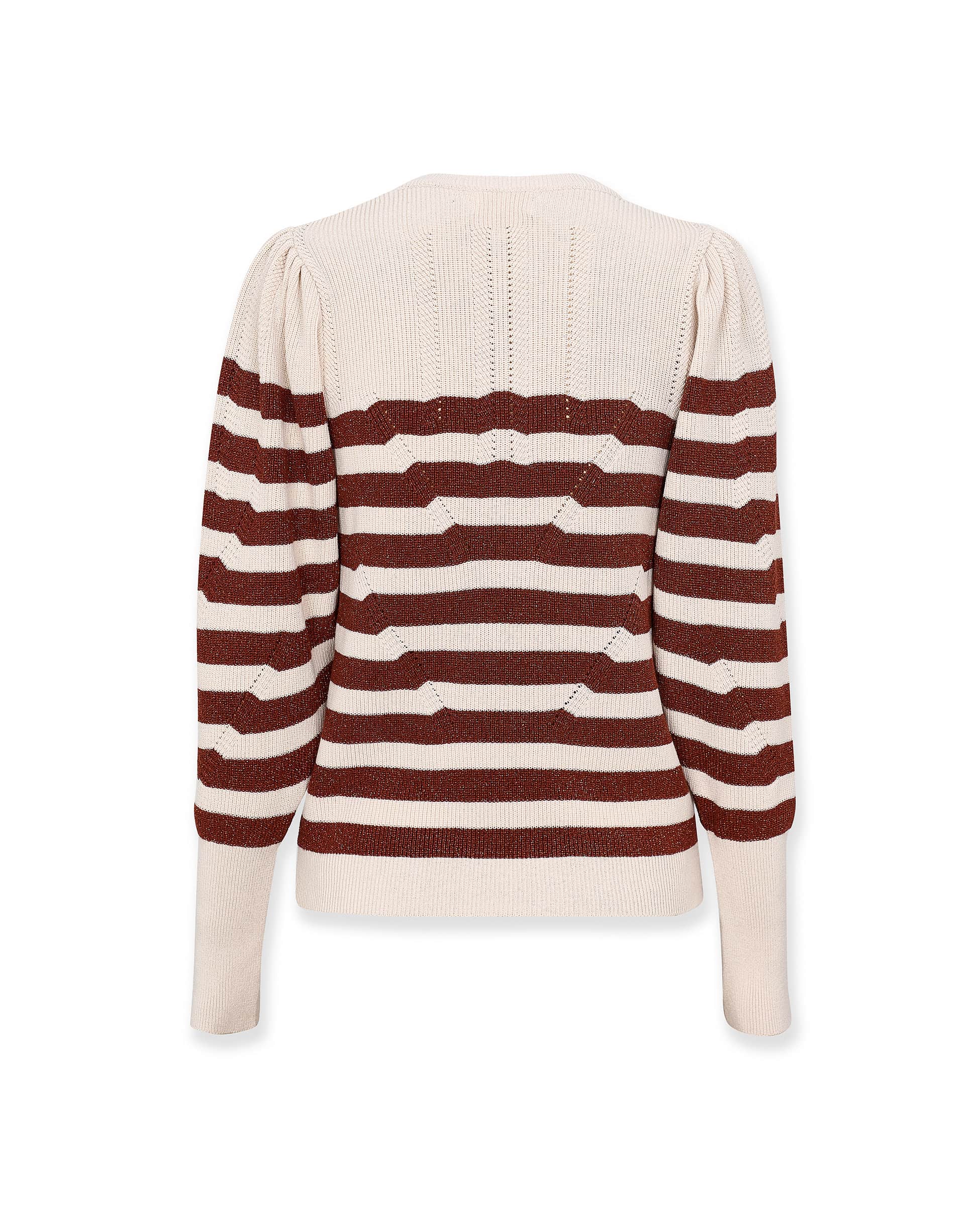 SABRINA | Metallic Brown & Cream Striped Knit Sweater - Image 8