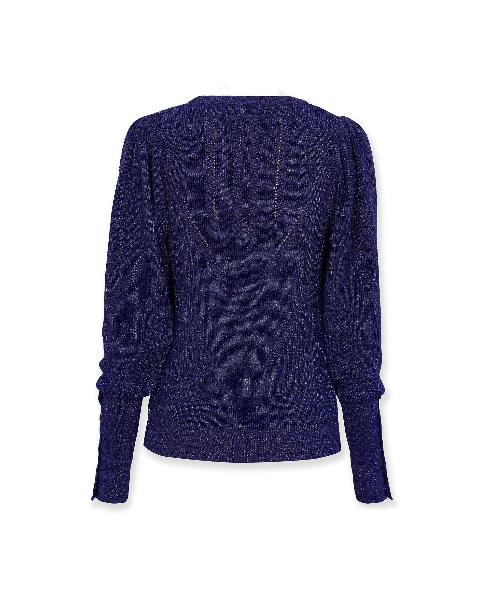 SANDRA | Navy Fitted Metallic Sweater - Image 7