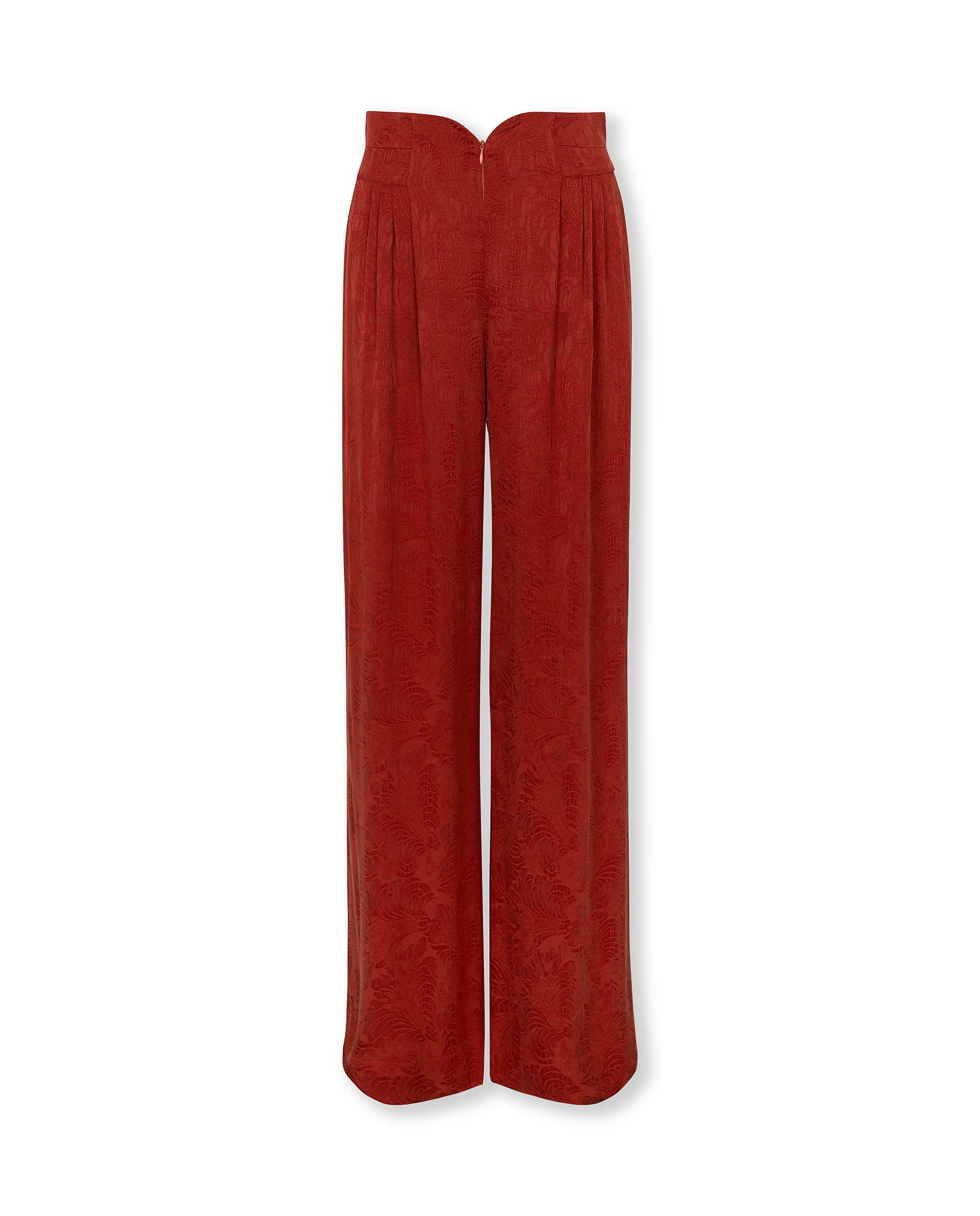 SULTANA | Rust Tonal Jacquard Wide Leg Trousers - Image 7
