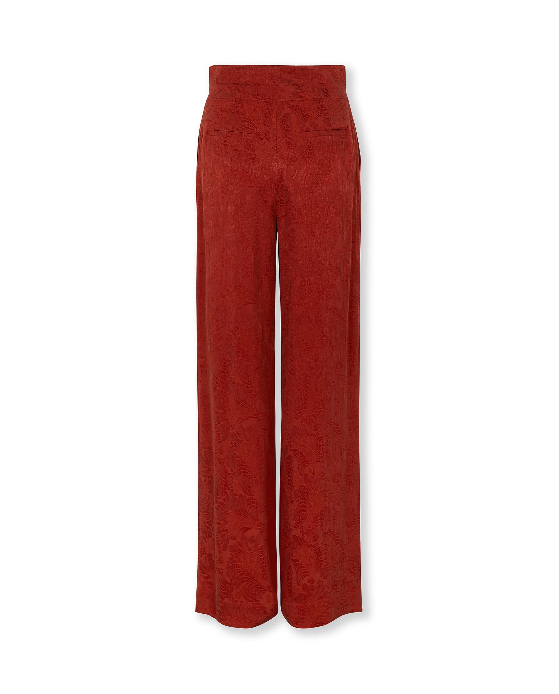 SULTANA | Rust Tonal Jacquard Wide Leg Trousers - Image 8