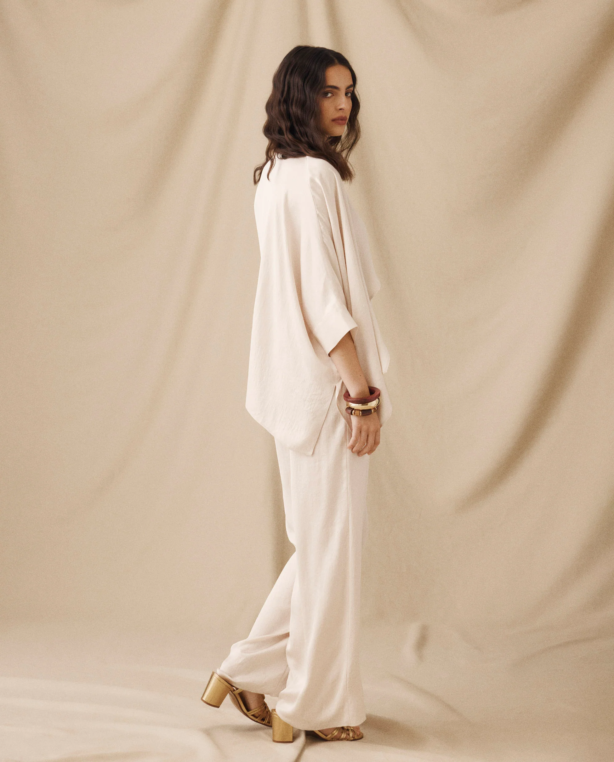 TIRSO | Light Cream Wide-Leg Trousers - Image 4