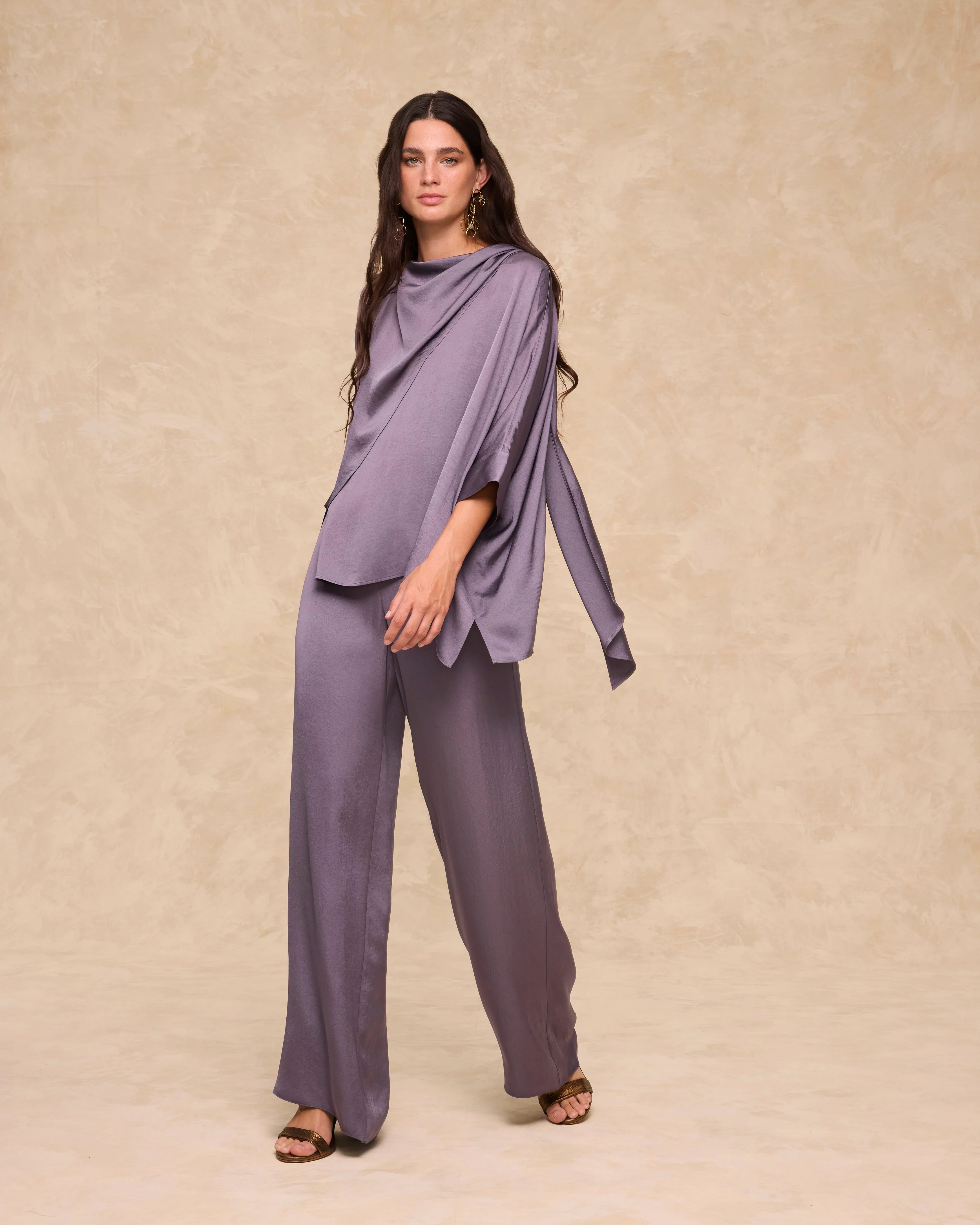 TIRSO | Soft Grape Draped Blouse - Image 3