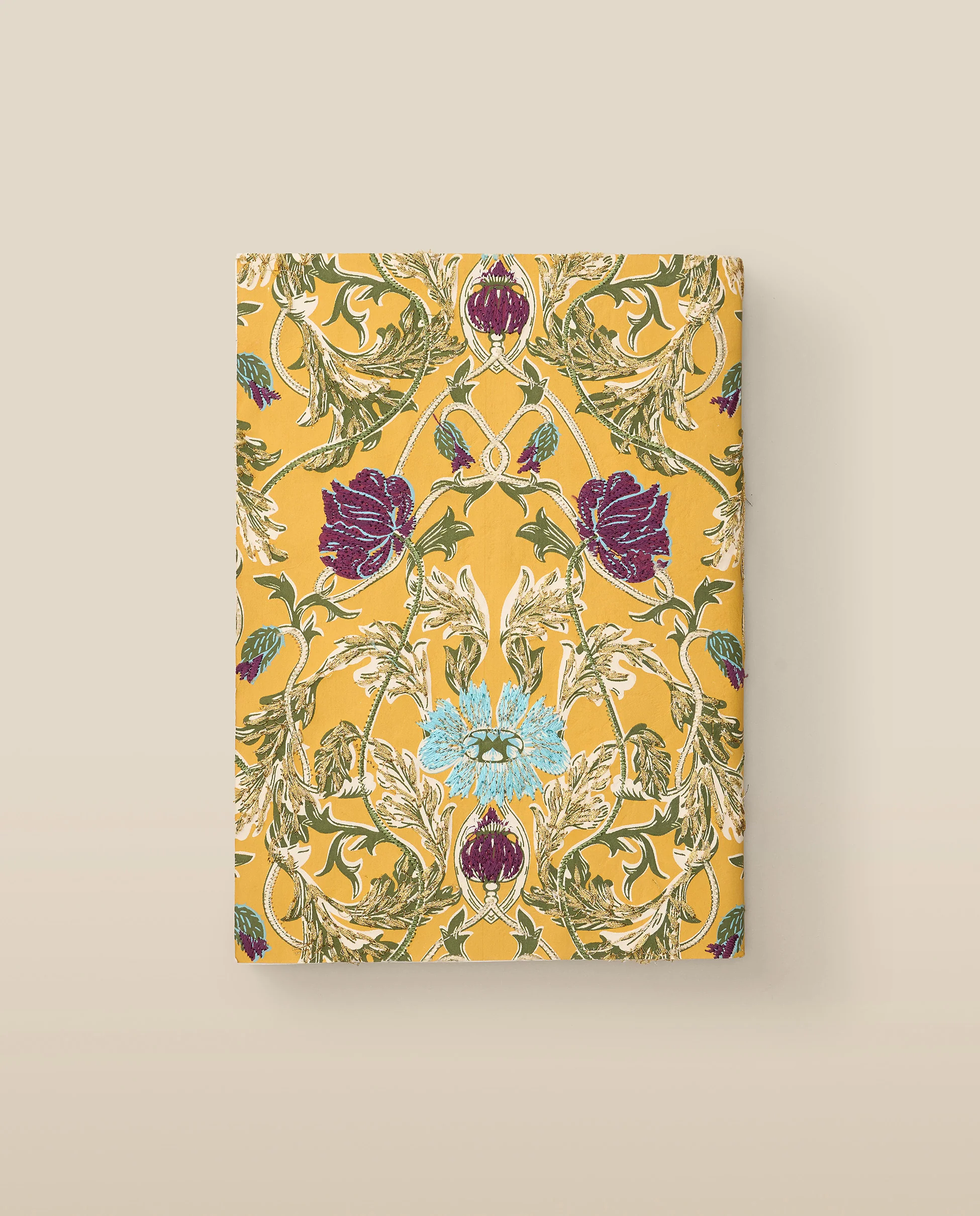 Golden Floral Embroidered Softbound Notebook - Image 3