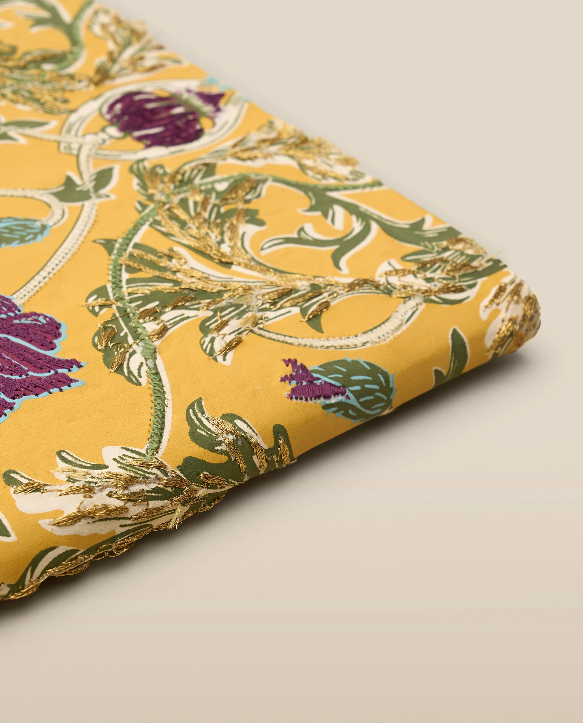 Golden Floral Embroidered Softbound Notebook - Image 4